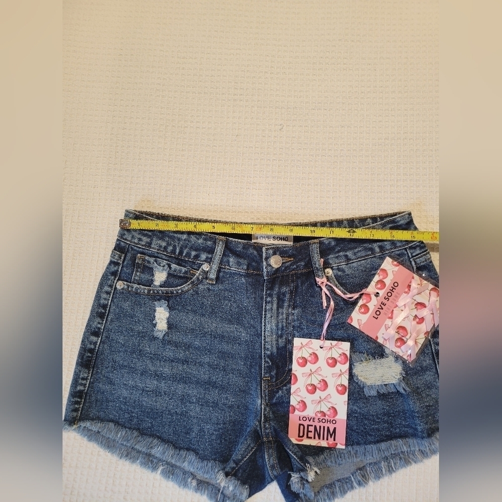 Women's Distressed Blue Jean Shorts - Picture 7 of 8